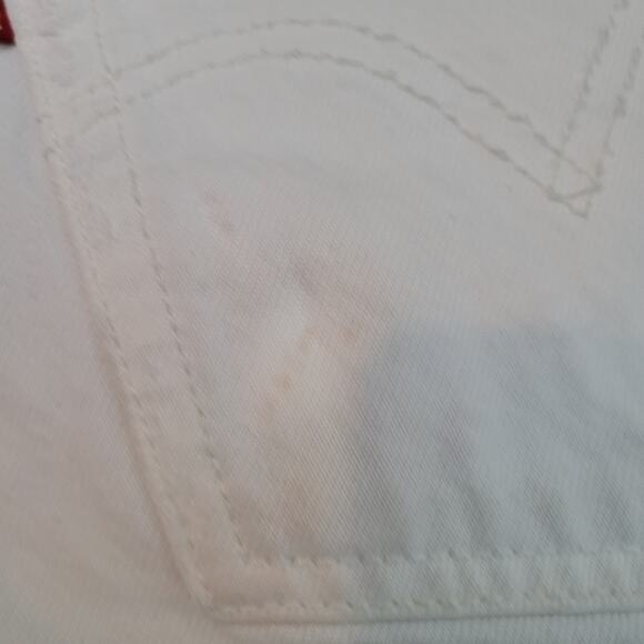 Levi's 501 Size 30  White Cut Off Light Distressed Jean Shorts Button Fly - Picture 7 of 12